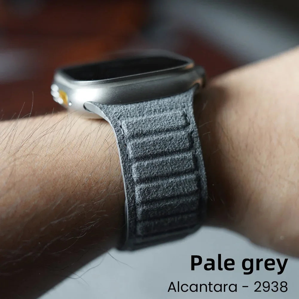 Magnetic ALCANTARA Strap for Apple Watch Ultra 2 Band 49Mm 46Mm 45Mm 44Mm Suede Leather Accessories for Iwatch 10 9 8 7 6 5 SE
