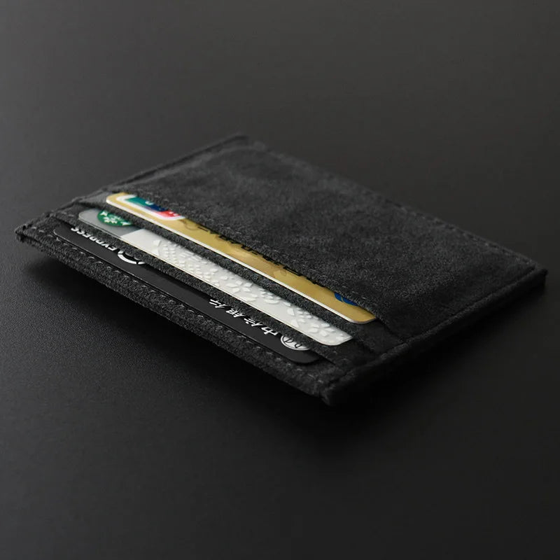YMW ALCANTARA Card Holder Women & Man Turn Fur Luxury Artificial Leather Slim Card Mini Wallet Small Thin Card Package