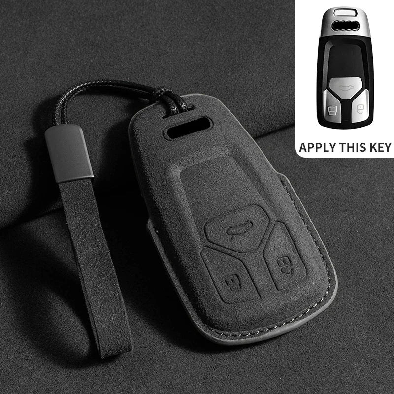 Car Key Case Cover Fob for Audi Q3 Q5 Q7 A1 A3 8P A4 B9 A5 A6 C7 8S A7 A8 4M S4 S5 S6 S7 S8 RS3 RS6 SQ5 TTS Alcantara Keychain
