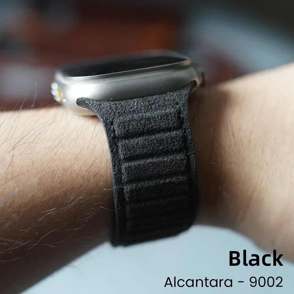 Magnetic ALCANTARA Strap for Apple Watch Ultra 2 Band 49Mm 46Mm 45Mm 44Mm Suede Leather Accessories for Iwatch 10 9 8 7 6 5 SE