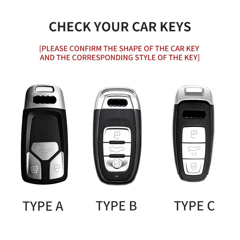 Car Key Case Cover Fob for Audi Q3 Q5 Q7 A1 A3 8P A4 B9 A5 A6 C7 8S A7 A8 4M S4 S5 S6 S7 S8 RS3 RS6 SQ5 TTS Alcantara Keychain