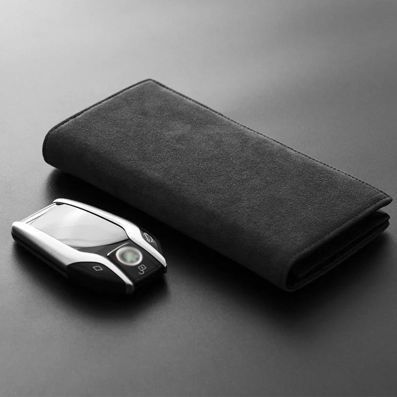 YMW ALCANTARA Wallet Women & Man Long Fold Phone Card Holder Bag Luxury Artificial Leather Genuine Leather Cards Package