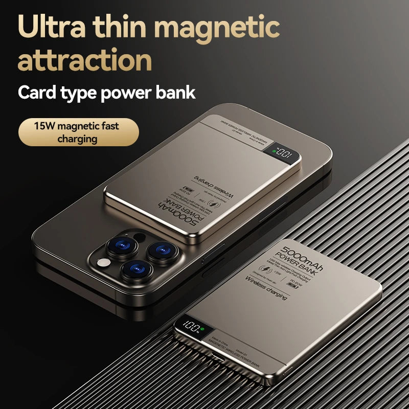 Travel Portable Wireless Magnetic Power Bank Fast Charging Ultra Capacity Digital External Battery Powerbank for Magsafe Iphone