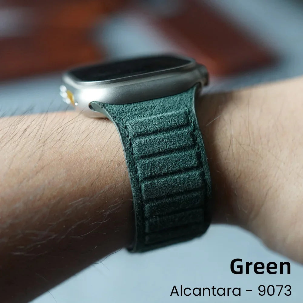 Magnetic ALCANTARA Strap for Apple Watch Ultra 2 Band 49Mm 46Mm 45Mm 44Mm Suede Leather Accessories for Iwatch 10 9 8 7 6 5 SE